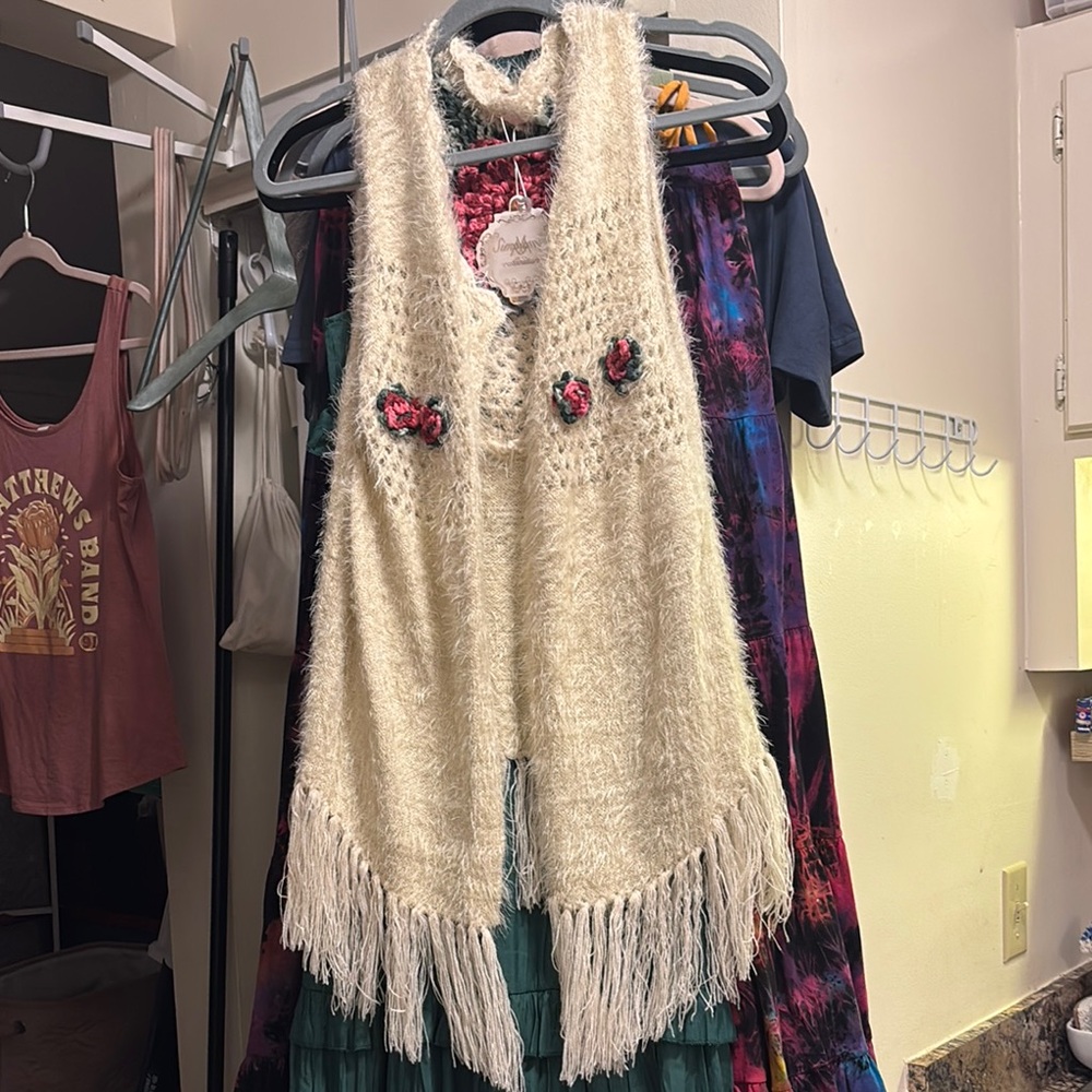 Simply Couture Cream Fringe Vest